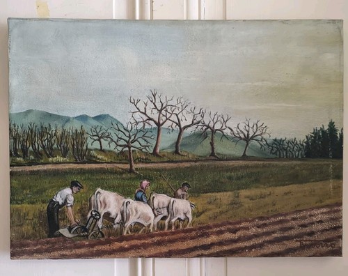 Tableau les labours huile - -,