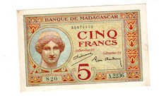 MADAGASCAR Billet 5 FRANCS (