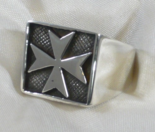 Anneau croix malte argent - de,