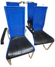 4XD25 FEAUTEUILS MARCEL BREUER, TECA, BLEUE - CHROME, VINTAGE, + COUSSIN CUIR