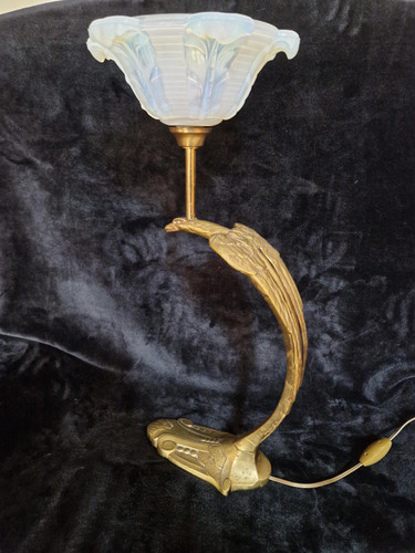 Art deco bird - lamp, gilded