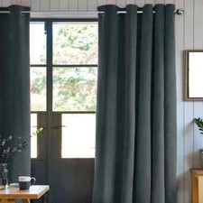 Rideau Velours Occultant Gris Carbone 140x250 cm Polyester Œillets Toucher Doux