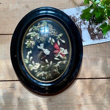 Cadre Reliquaire Napoléon III Mariage Cheveux  Fleurs Oranger Verre Bombé 19ème