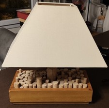 Lampe de chevet en bois abat jour tissu blanc 