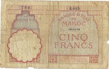 Billet Maroc - 5 francs -