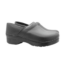 Mule Danois Sabot Noir en Cuir Basses - Made IN Italy - MY069 Nero