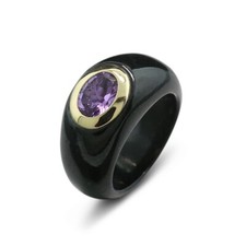 Bague En Jade Noir Améthyste