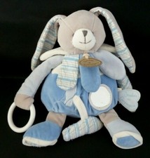 *. DOUDOU ET COMPAGNIE LAPIN D'ACTIVITE CELESTIN BLANC BLEU POISSON MIROIR - TBE