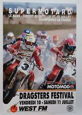 Affiche officielle Supermotard Le Mans Bugatti 1992 Dragsters Festival
