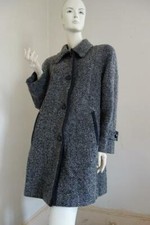 French Fashion - NONER Made in France Pure WOOL Chevron Lined Flare Coat FR44