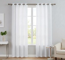 Voilage Blanc 140x240 cm avec Œillets – Rideau Léger, Transparent, Art Déco 