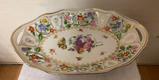 PLAT EN FAIENCE AJOUREE DECOR POLYCHROME  MODELE VICTORIA FLEURS  ANNÉES 70