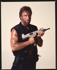 CHUCK NORRIS holding gun  Photo Original 2.25 x 2.25 Transparency INVASION USA