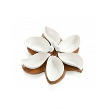 Brandani Plateau pour les Antipasti Panneaux De Soleil Porcelaine Bambou Avec 3