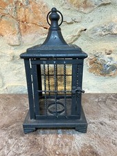 Ancienne Lanterne Metal Noir Lampe Porte Bougie Vintage Bougeoir Cage 