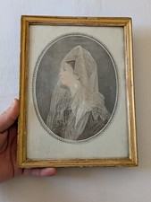 PORTRAIT MINIATURE DESSIN LAVIS ANCIEN PORTRAIT LA BELLE HELOISE EPOQUE 18ème