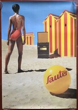 Affiche GAZINIERE SAUTER Plage, Maillot de Bain, Pin-up 56x80cm 80's