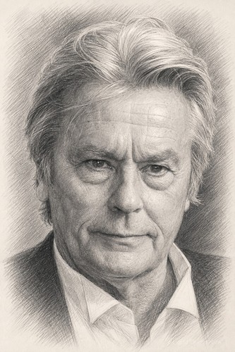 Alain delon portrait crayon - alain,