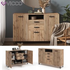 Buffet bas Mur TV Commode Meuble de salon Bahut Amber 150x100 cm chêne Vicco
