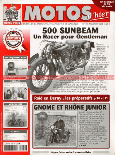Motos hier 103 sunbeam 500 - 103,