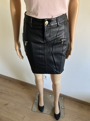 Jupe noire avec - , cuir