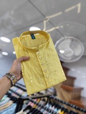 Homme Lourd Romain Soie Kurta Pyjama Ensemble Élégant Ethnique Wear Soirée Fêtes