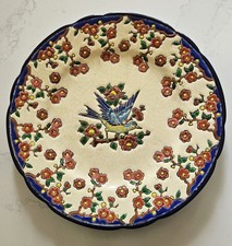 ASSIETTE EN FAIENCE EMAUX LONGWY DECOR OISEAU