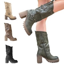Bottes Femme À Talon Confortables Biker Style Casual TOOCOOL G673
