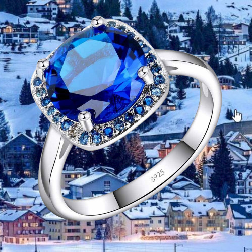 Bague zircon cubique bleu - bague,