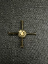 Ancien Broche Croix En Laiton