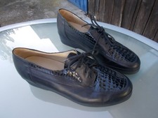 Chaussures à lacets cuir noir SALAMANDER LADY 7.5 41.5 KISSY semelle caoutchouc