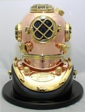 Deluxe Mark V Dive Helmet With a Wooden Base, 10"