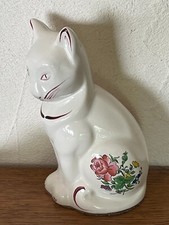 RARE / Chat en faience ceramique KG Lunéville réverbère - H 13,8 cm / Comme NEUF