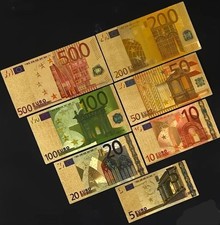 billet Euro Taille Réelle Plaquée Or Décoration 