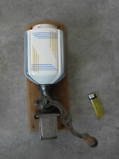 wall COFFEE GRINDER Antique Wall Mount Mill machinal tool Machine Age iron wood 