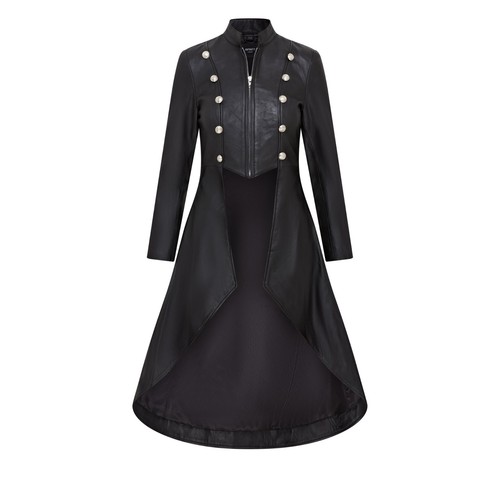 Manteau cuir noir long - noir,