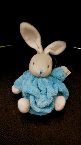 Doudou peluche mini lapin bleu - doudou,