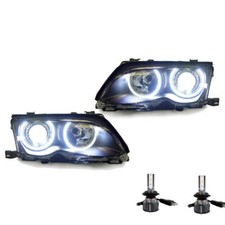 2 feux phare avant angel eyes led BMW série 3 E46 berline phase 2   10/2001