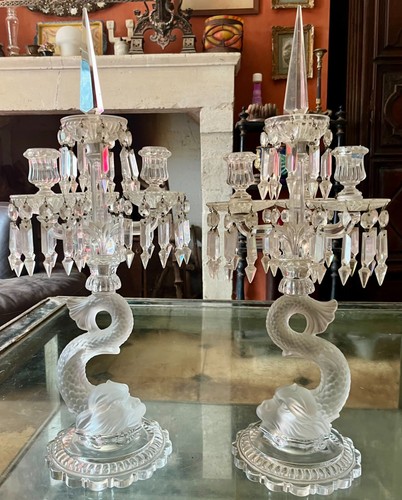 Paire candélabres dauphins - candélabres,