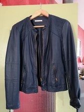 Blouson simili cuir bleu