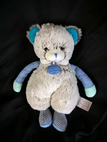 Doudou ours gris - bleu, les