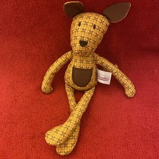 🇫🇷 Doudou Peluche Chien Tissu Marron Moutarde 28 Cm POMMETTE État NEUF