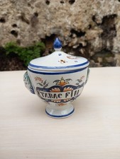 Beau pot à tabac en faïence signée Géo Martel décor Rouen TBE