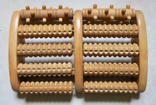 MASSEUR DE PIEDS REFLEXOLOGIE ACUPRESSION ROULEAUX DOUBLES MASSAGE BOIS