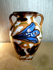 VASE a ANSES Déco Fleur Polychrome Ceramique émaillée Craquelé Ceramic Jar Italy