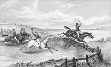 EQUITATION: CHASSE à COURRE en ANGLETERRE au 19e - Gravure du 19e siècle