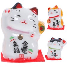  3 pièces chat chanceux décor à la maison céramique artisanat ornements