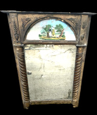 Trumeau en bois et stuc doré peinture sur verre . XIX siècle .