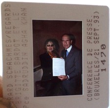Diapositive d'agence (Slide) Brigitte BARDOT Aga KHAN Bruxelles 1993 DIAPO