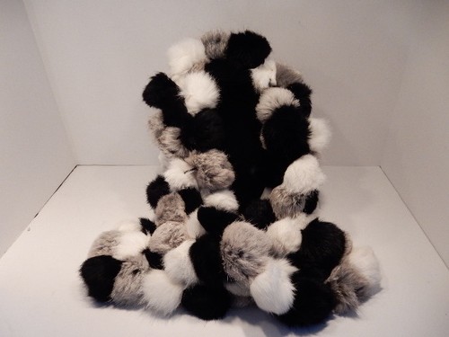 Rabbit fur scarf - rabbit, black,